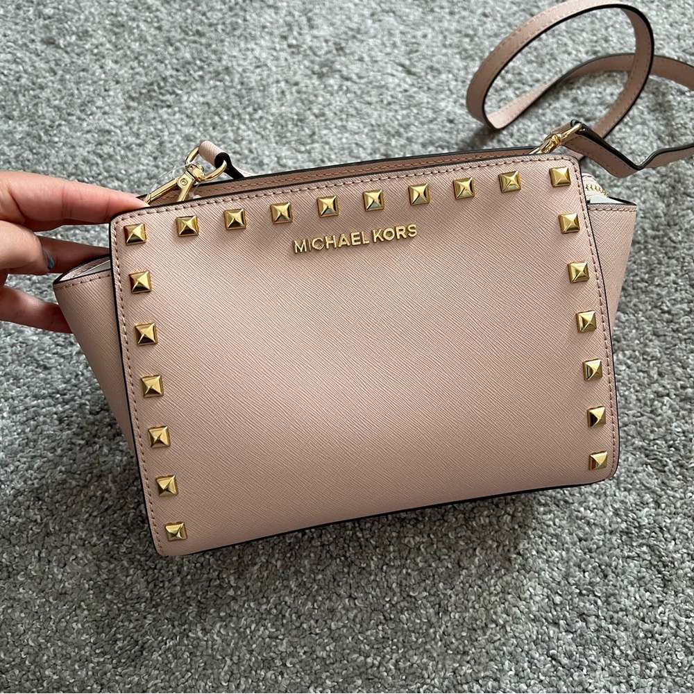 Michael Kors selma medium stud crossbody NWT pink